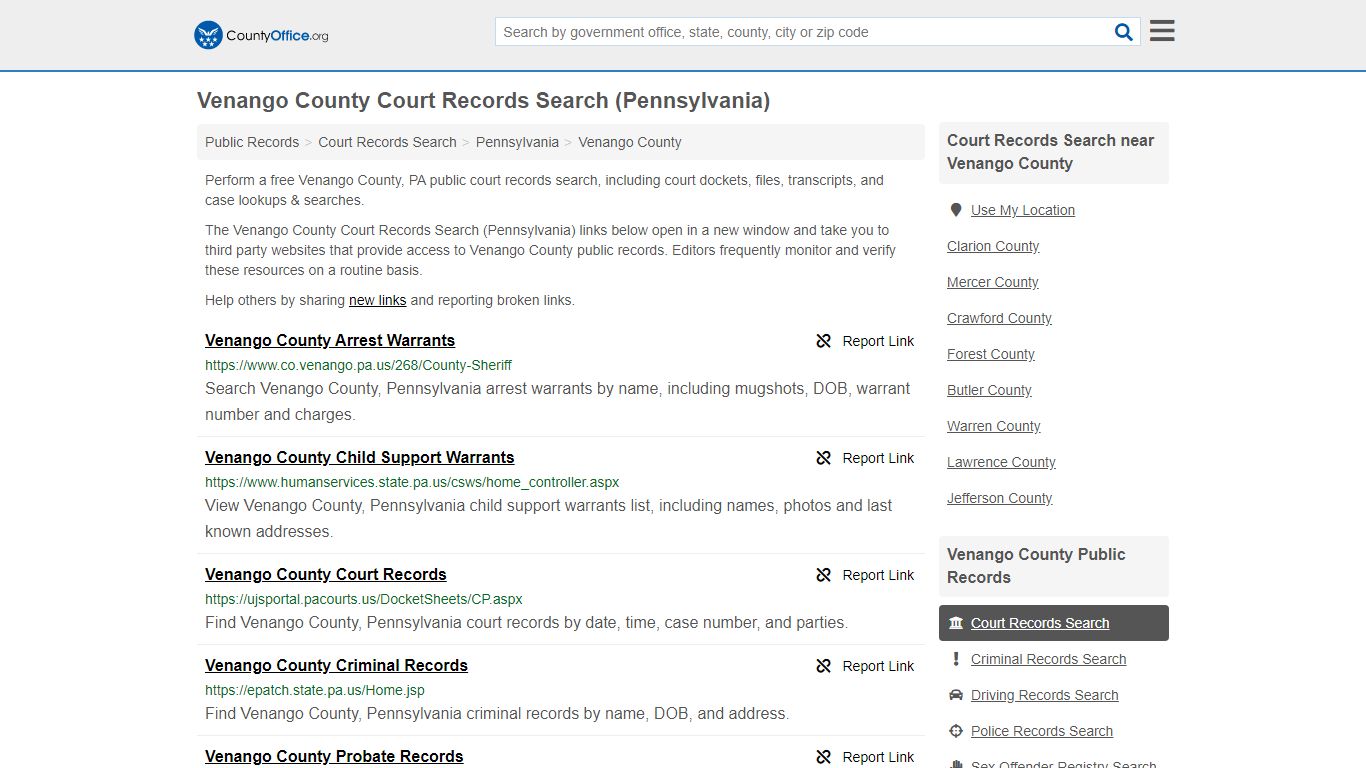 Court Records Search - Venango County, PA (Adoptions ...