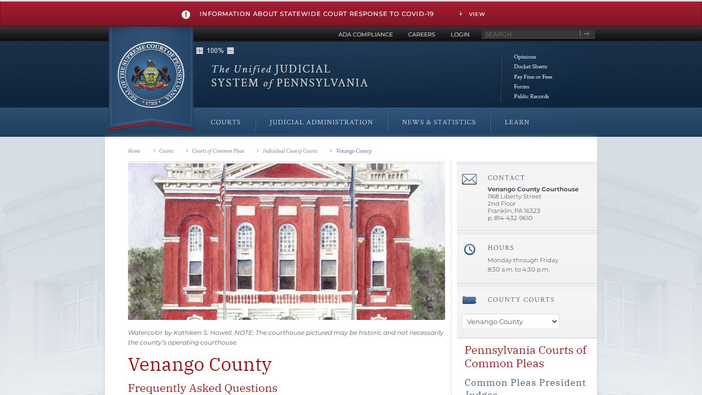 Venango County | Individual County Courts | Courts of ...