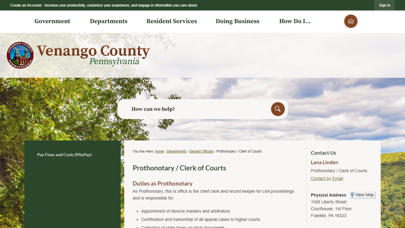 Prothonotary / Clerk of Courts | Venango County, PA